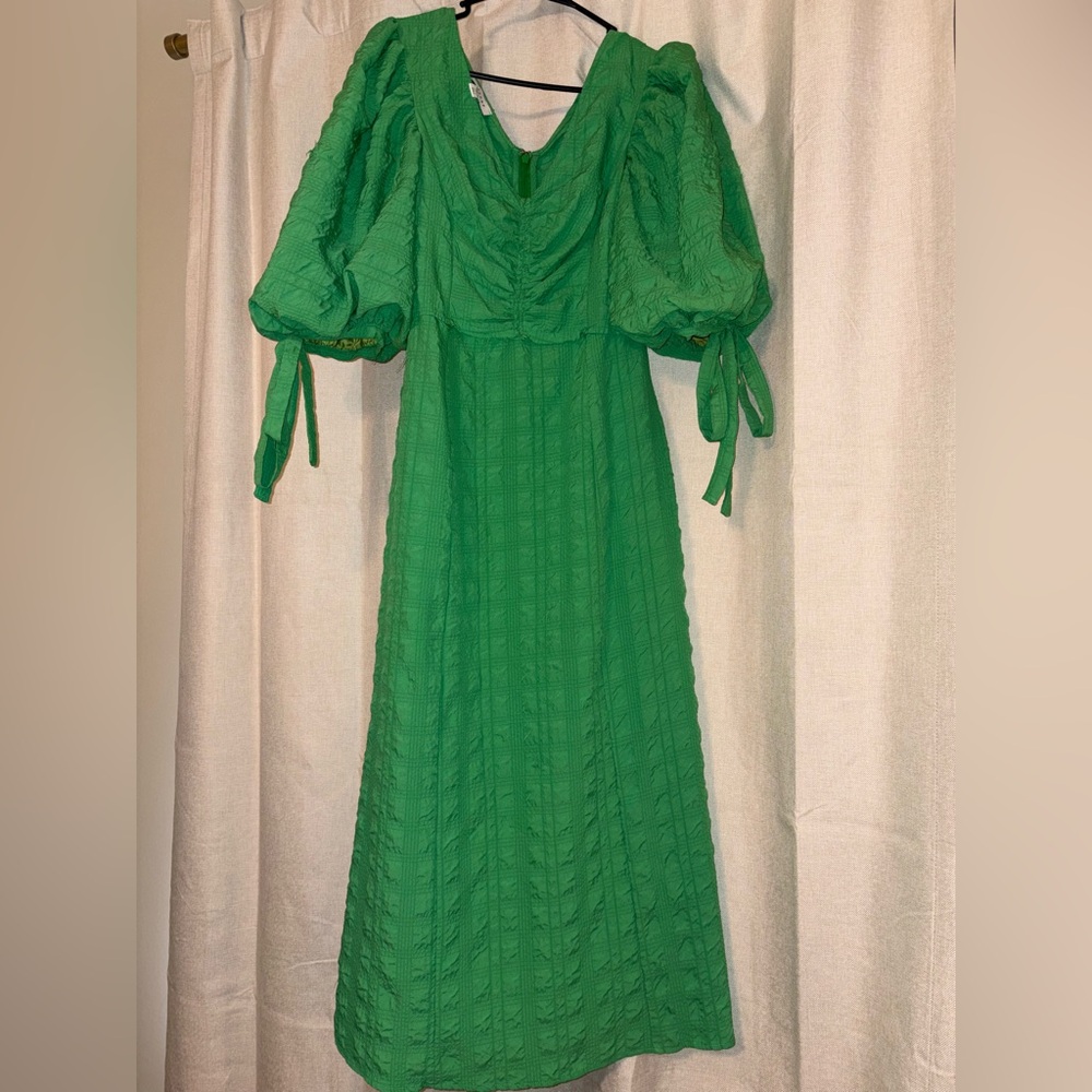 Topshop Vibrant Green Long Sleeve Dress